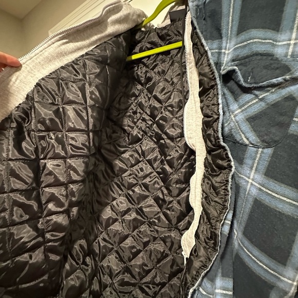 VTG Bugle Boy Dakota Plaid Quilted Lined Flannel Shirt Jacket. Zip Hoodie. Large - Picture 13 of 14